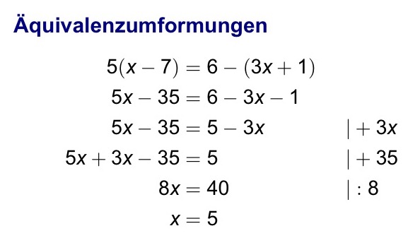 äquivalenzumformung übungen Mit Lösungen Pdf mathe-fuer-eltern.de